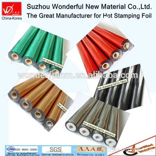 12 micron washable heat transfer hot stamping foil for T-shirt